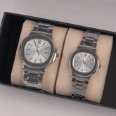 Couple Watches Silver Chain with Silver Dial